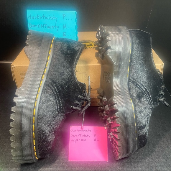 BNIB Dr.Martens 1461 QUAD BLACK CALF HAIR ON PLATFORM LOAFER UK3 US5 Big Kid 3 - Picture 4 of 12